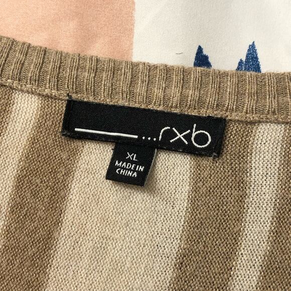 RXB Black Cream Tan Striped Oversized Sweater Size XL - Picture 16 of 16